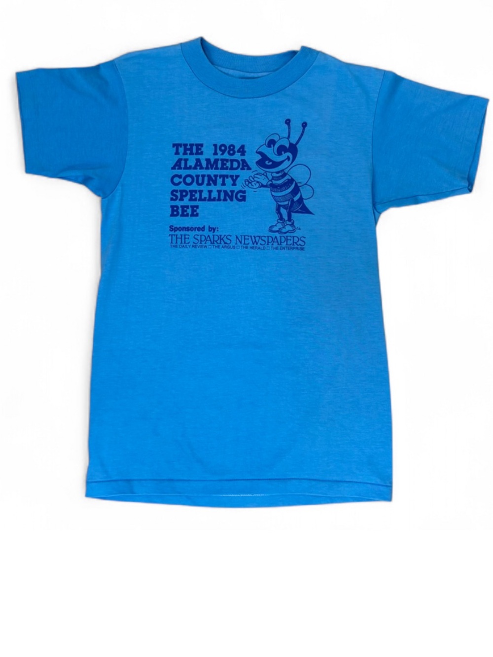 Vintage 1984 Alameda County Spelling Bee Blue Graphic T-Shirt Youth Large